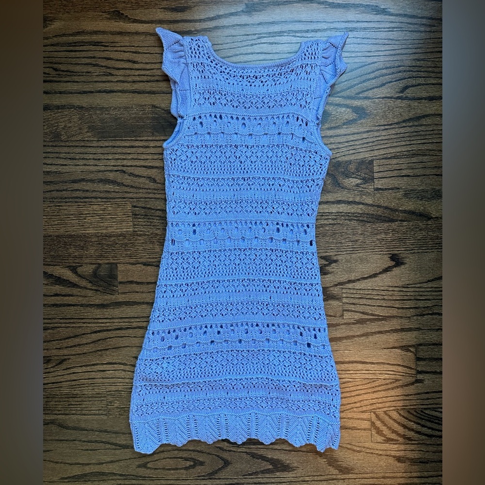 Nordstrom Girls Purple Crochet Sleeveless Summer Dress - size 8/10 - Picture 5 of 7